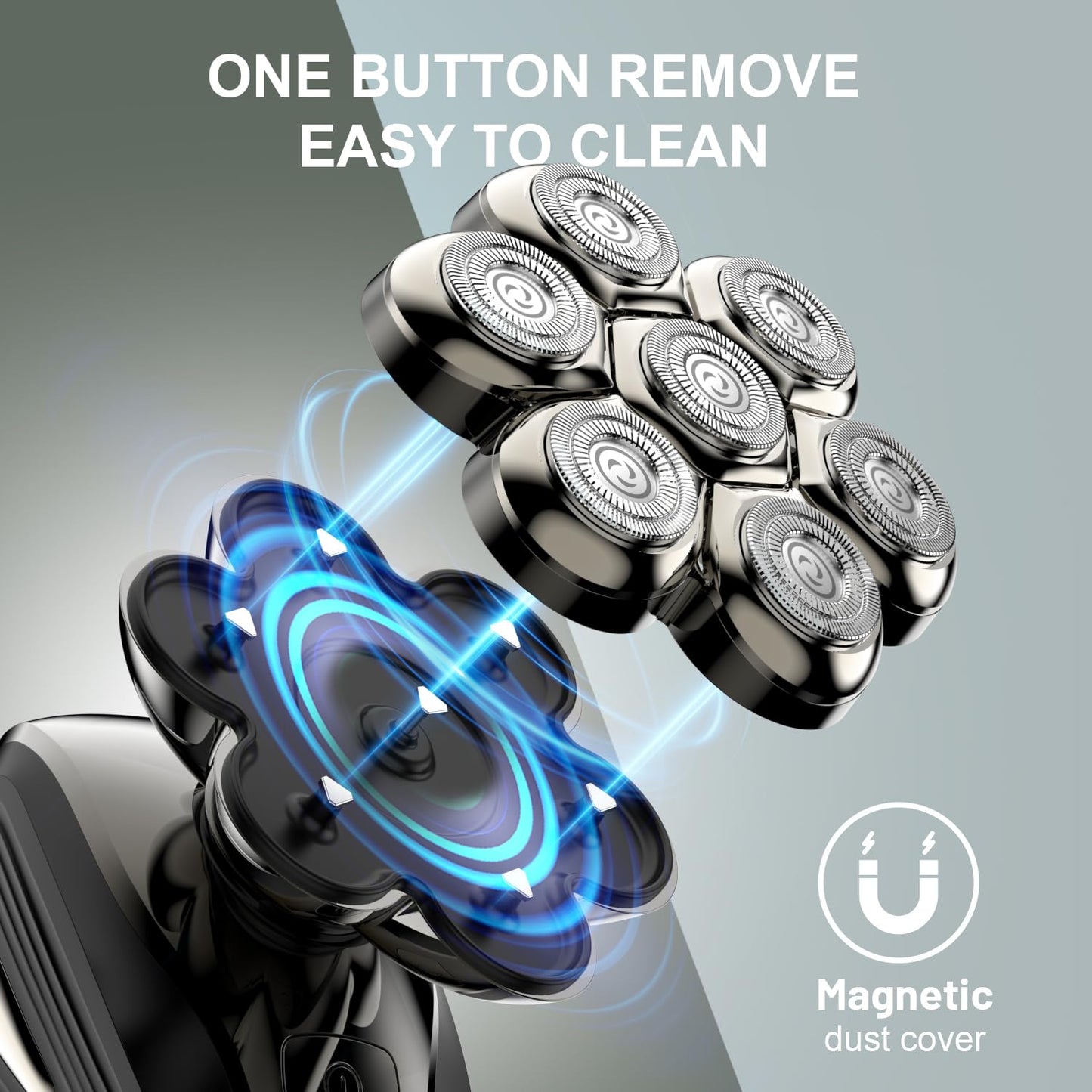 Head Shavers for Bald Men: 7D Floating Electric Razor with Magnetic Removable Head, IPX7 Waterproof Shaver, LED Display & Type-C Fast Charging (Taupe) Beauty and Personal Care Cyruzi