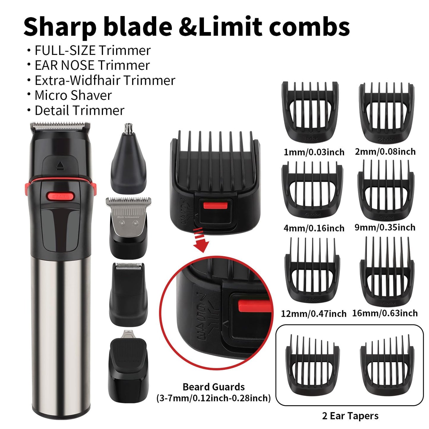 5 in 1 Multifunctional Men Grooming Kit, Hair Clippers Beard Trimmer Kit Body Groomer Kit of Mustache Trimmer Nose/Ear Hair Trimmer Precision Trimmer Beauty and Personal Care QDKVTNDJZ