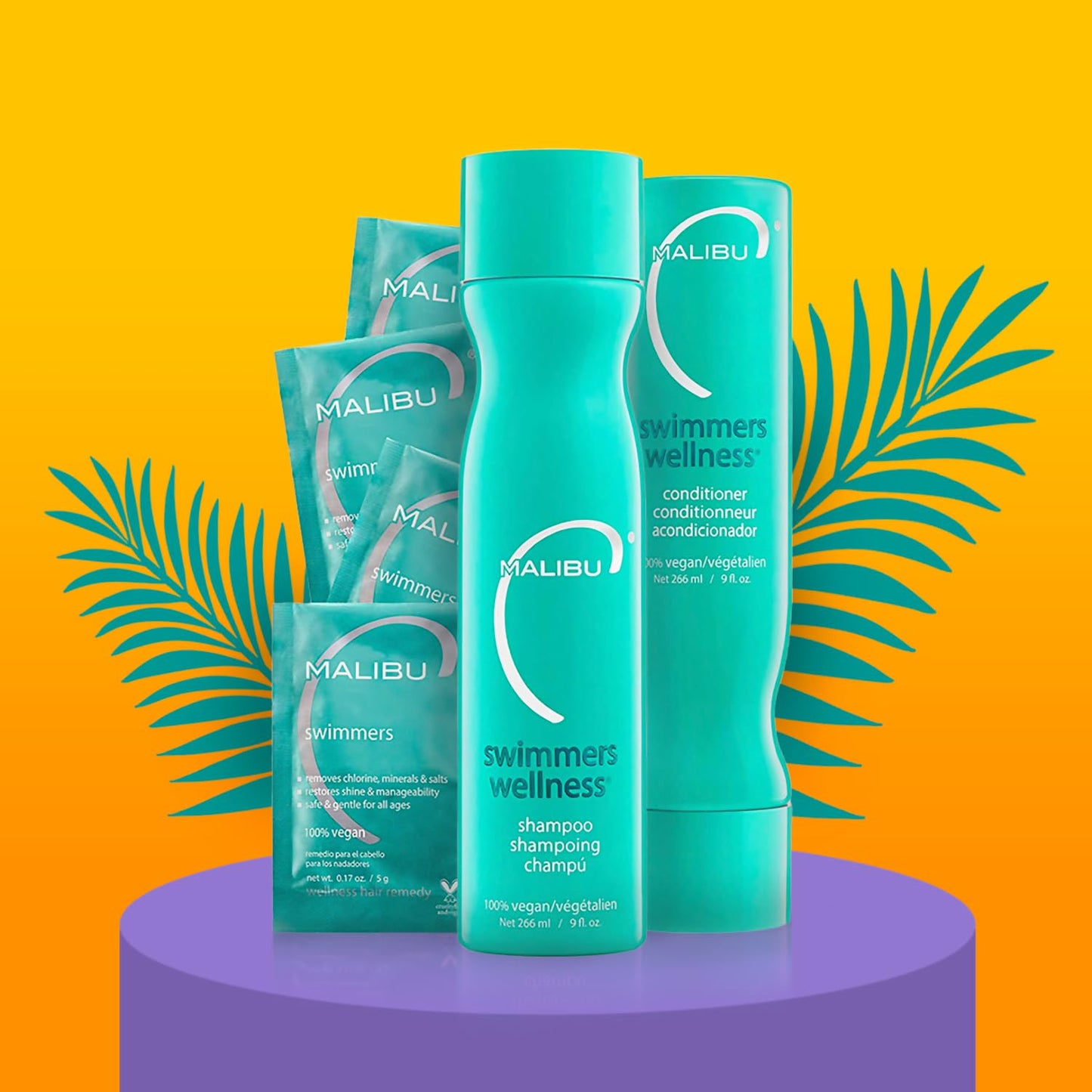Malibu C Swimmers Wellness Shampoo and Conditioner + Hair Mask Summer Essentials Kit - Adults & Kids Clarifying, Moisturizing, Shine Restoring Hair Beauty & Personal Care Malibu C