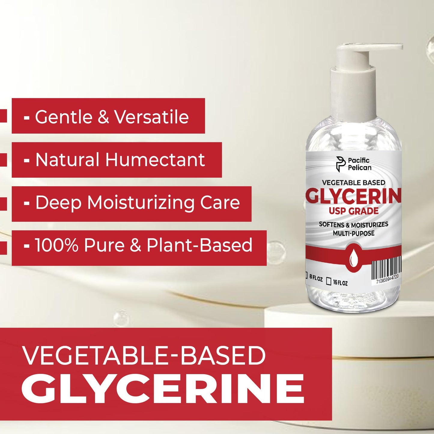 Pacific Pelican 32 fl oz Vegetable-Based Glycerin | USP Grade | Softens & Moisturizes | Multi-Purpose (16 fl oz x 2) Beauty & Personal Care Pacific Pelican
