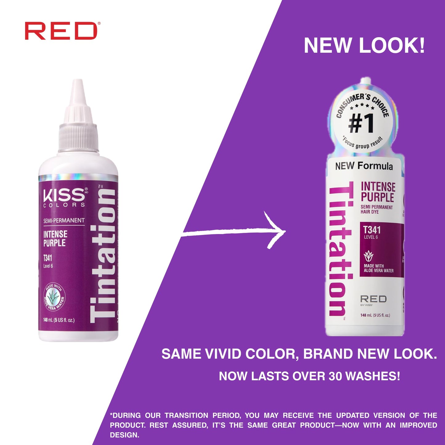 Red by Kiss Tintation Semi-Permanent Hair Color, Aloe Vera Water Based, Argan Oil, Olive Oil, Collagen & Keratin, Long-Lasting Color Dye (Intense Beauty & Personal Care Red By Kiss