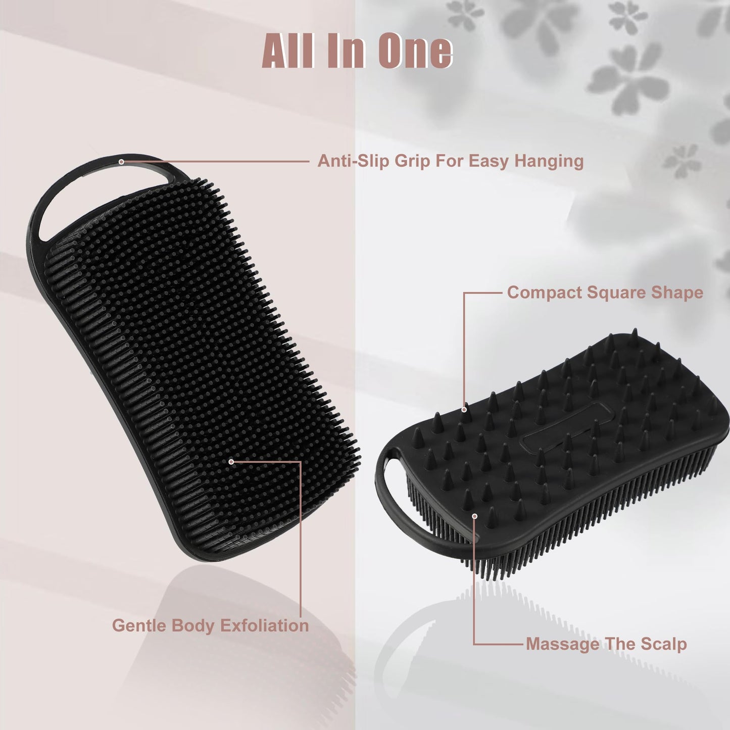 VOCOSTE Silicone Body Scrubber, 2 in 1 Body Brush Hair Scalp Massager, Soft Body Scrubbers for Use in Shower, Lathers Well Exfoliating Body Scrubber Beauty and Personal Care VOCOSTE
