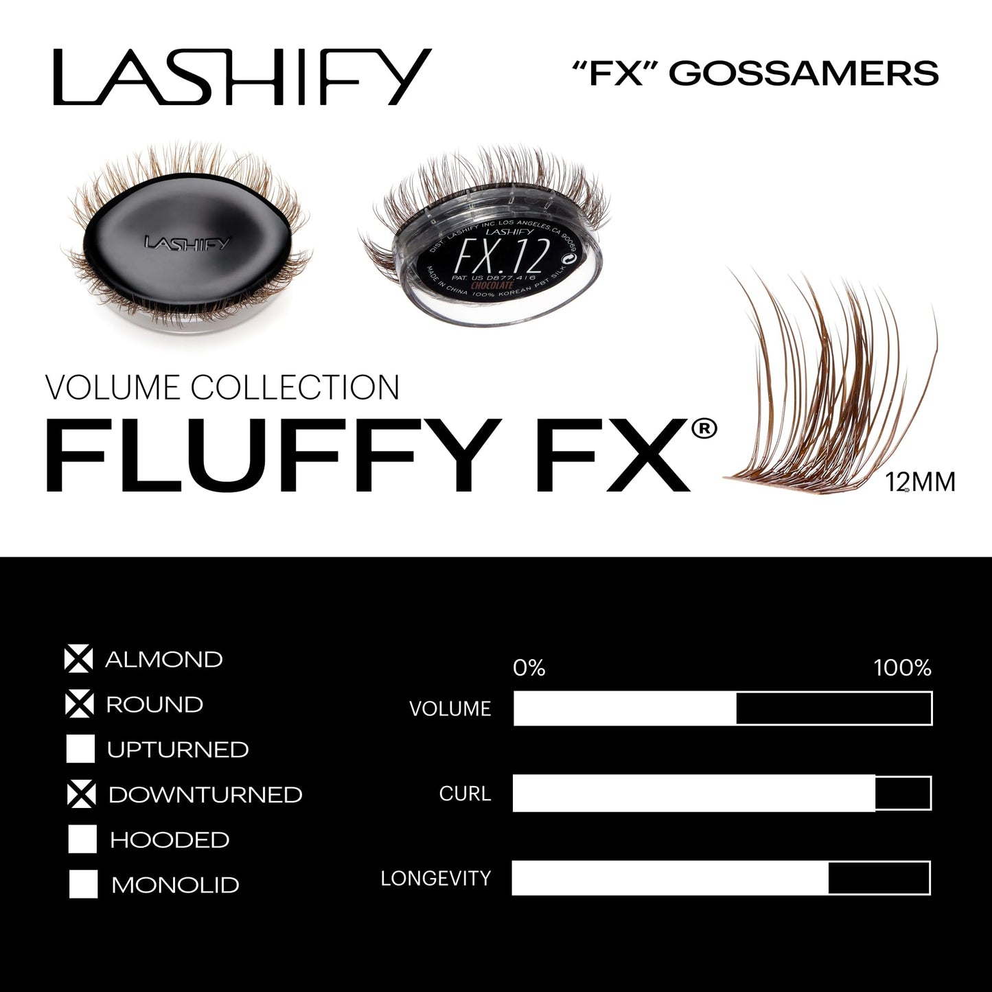 Lashify Fluffy FX 12mm Gossamer DIY Eyelash Extensions Refill, For The Most Curliest and Fluttery Appearance, Chocolate Color, Easy False Lashes Beauty & Personal Care Lashify