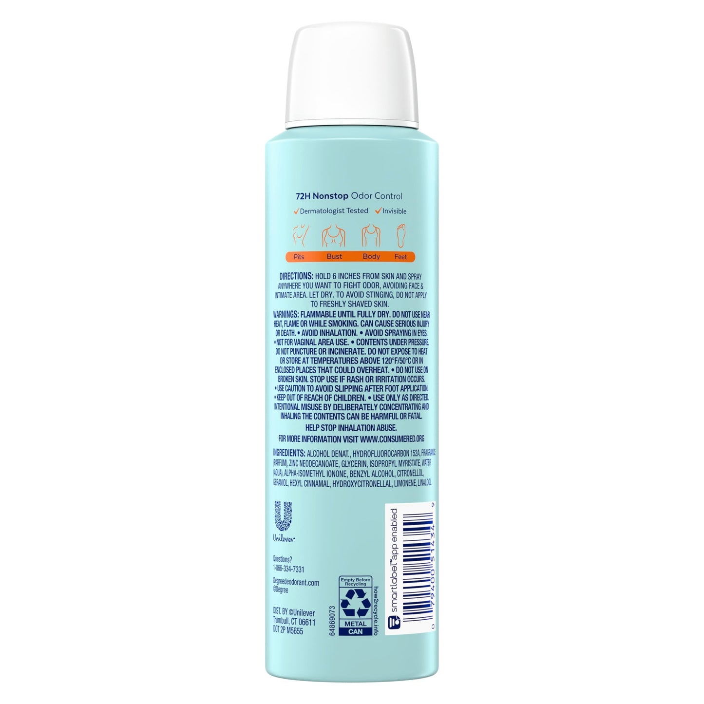 Degree Women Whole Body Deodorant Spray, Fresh Citrus Scent, Aluminum Free 72H Odor Protection 4 oz Beauty and Personal Care Degree