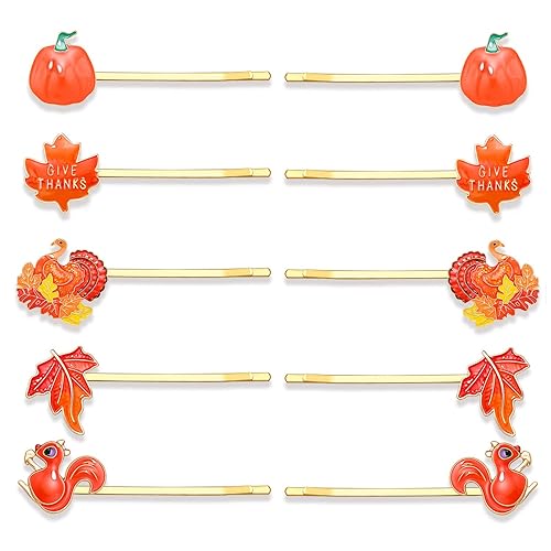 Thanksgiving Fall Hair Clips for Women Enamel Harvest Pumpkin Maple Leaf Turkey Hairpins Cute Autumn Holiday Hair Accessory Costume Party Favors Gifts Beauty & Personal Care CEALXHENY