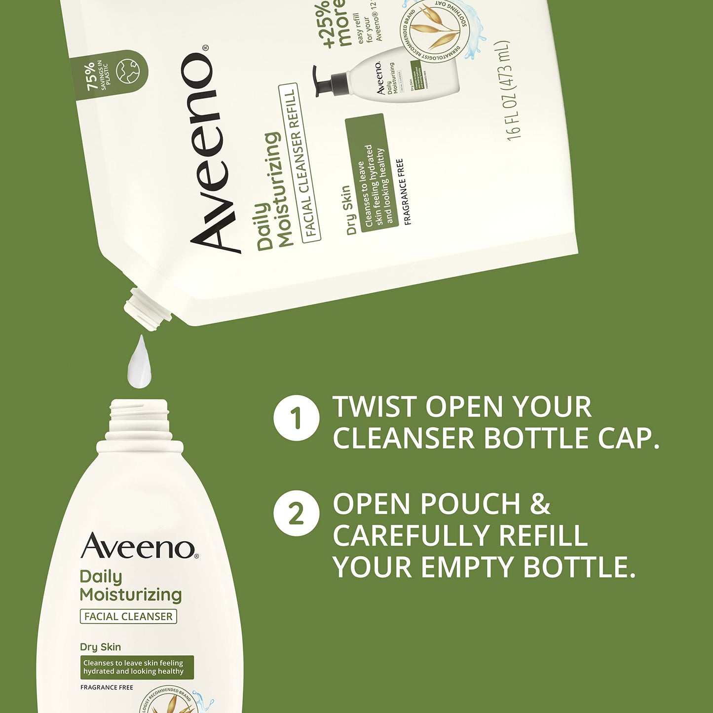 Aveeno Daily Moisturizing Facial Cleanser with Soothing Non-GMO Oat, Leaves Skin Feeling Hydrated, Soft & Supple, Paraben-, Sulfate-, Fragrance-, Dye Beauty & Personal Care Aveeno