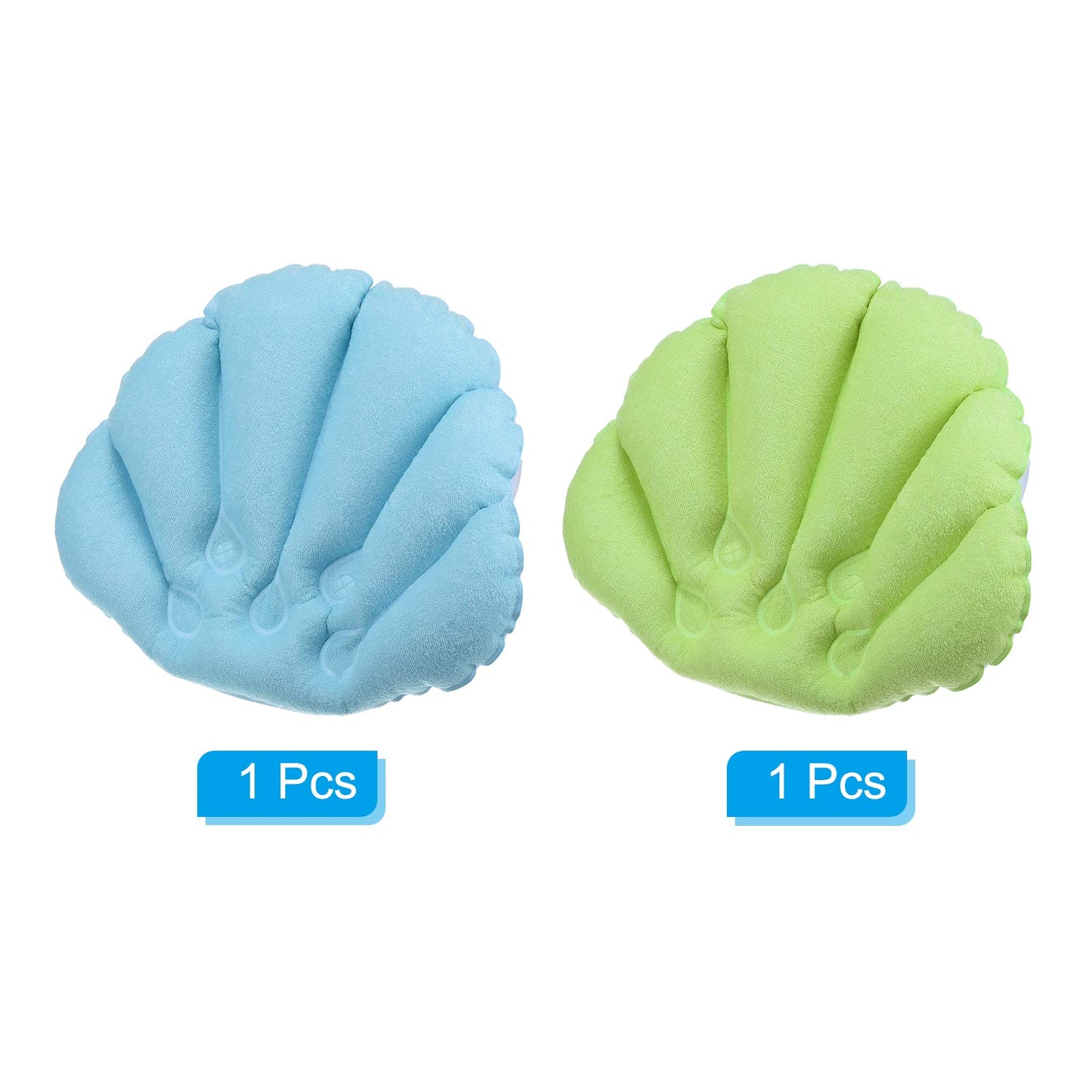 PATIKIL Inflatable Bath Pillow with Suction Cups, 2 Pack Terry Cloth Covered Shell Shape Soft Bath Spa Cushion Neck Support for Bathtub Hot Tub (Blue Beauty and Personal Care PATIKIL