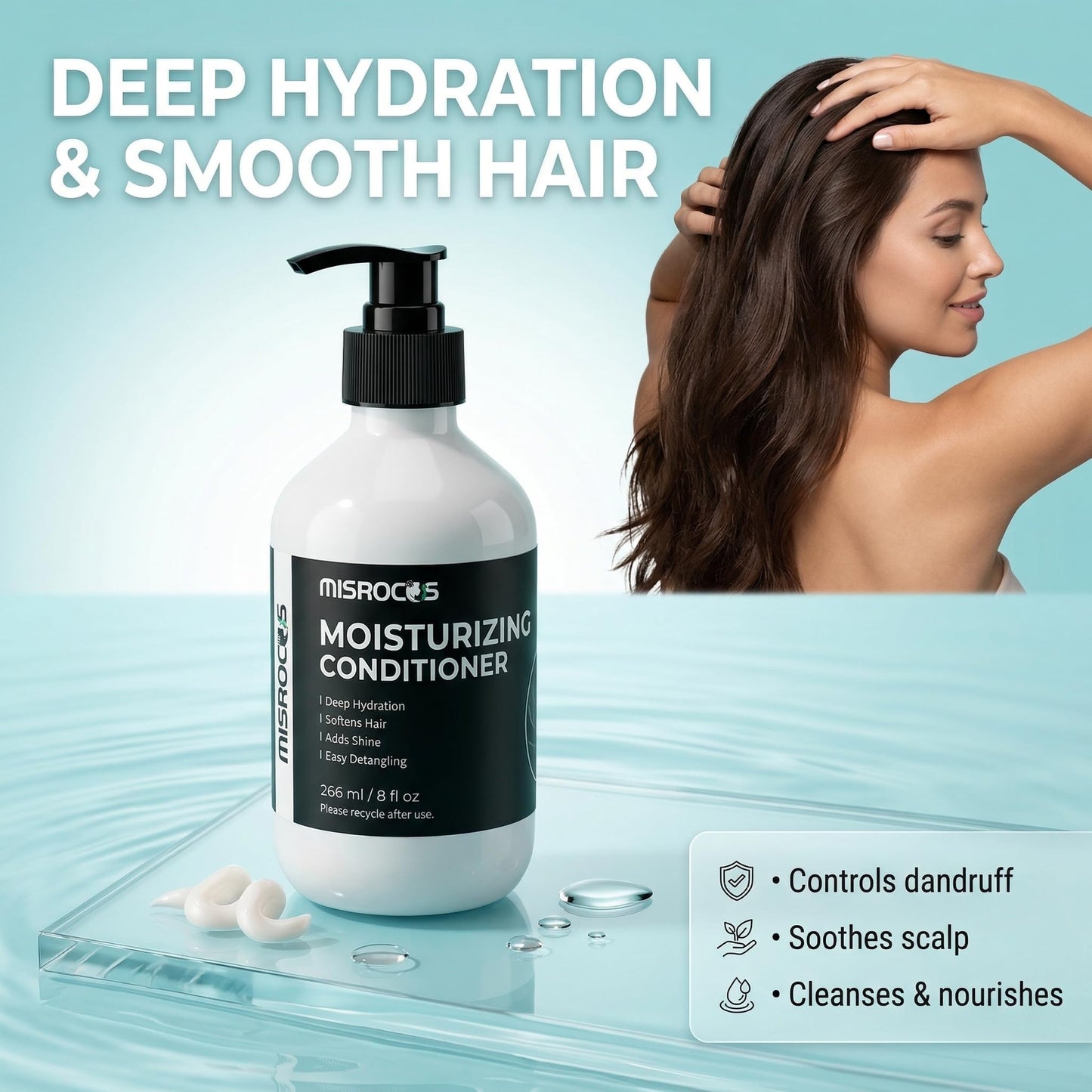 MISROCOS - Hair Care Essentials- Moisturizing Conditioner & Anti-Dandruff Shampoo, Professional Scalp Care for Deep Hydration, Shine, Flake Control Beauty & Personal Care MISROCOS