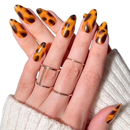 PaintLab Press-On Nails Manicure Kit, Tortie - Almond, 24-Piece Set, Long-Lasting Fake Nails with Glue, File, Prep Pad & Cuticle Stick Beauty & Personal Care PaintLab