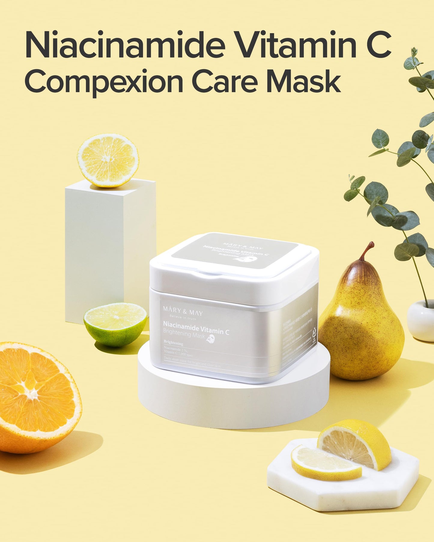 Mary&May Niacinamide Vitamin C Mask | 30 Sheets | Daily Korean Face Mask | Hydrates, Boosts Elasticity, Strengthens Skin Barrier & Reduces Dark Spots Beauty & Personal Care Mary&May