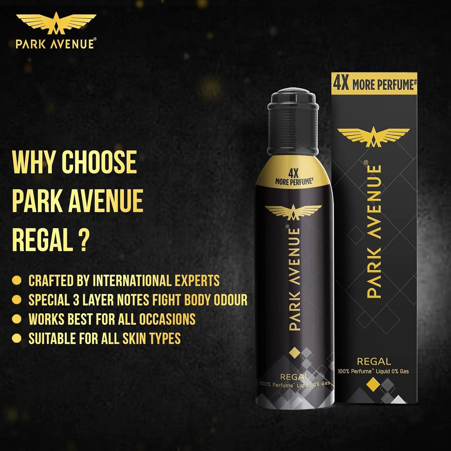 Park Avenue Impact Perfumed Deodorant for Men, Regal, 150 ml Beauty and Personal Care PARK AVENUE