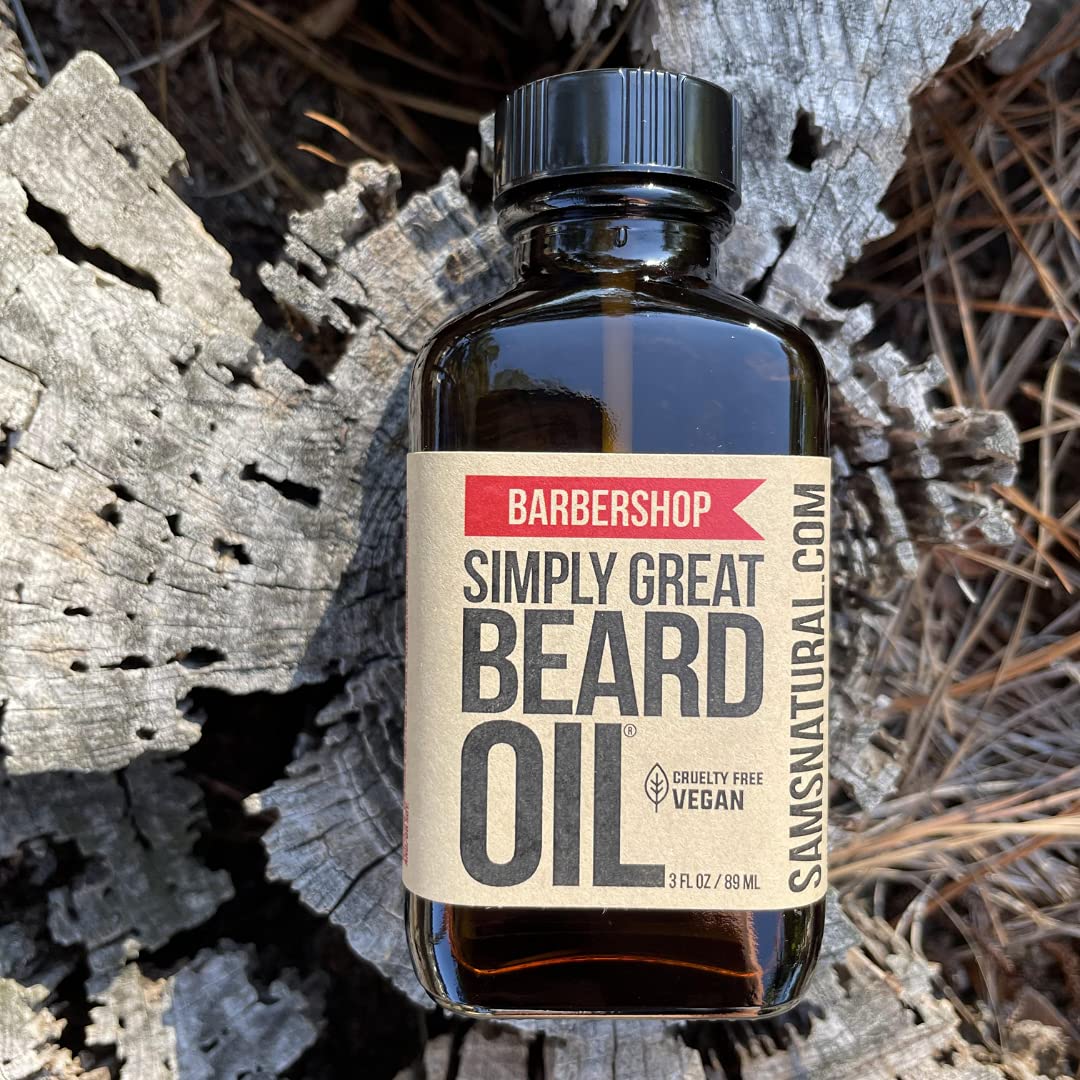 Simply Great Beard Oil - BARBERSHOP Scented - Holiday Gifts - Stocking Stuffers - Beard Conditioner - 3 Oz - Easy Applicator - Natural - Vegan Beauty and Personal Care Simply Great Beard Oil