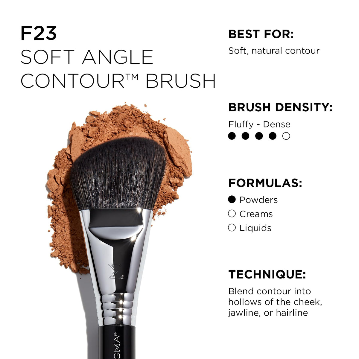 Sigma Beauty F23 Soft Angle Contour™ Brush, Angled Contour Blending Brush