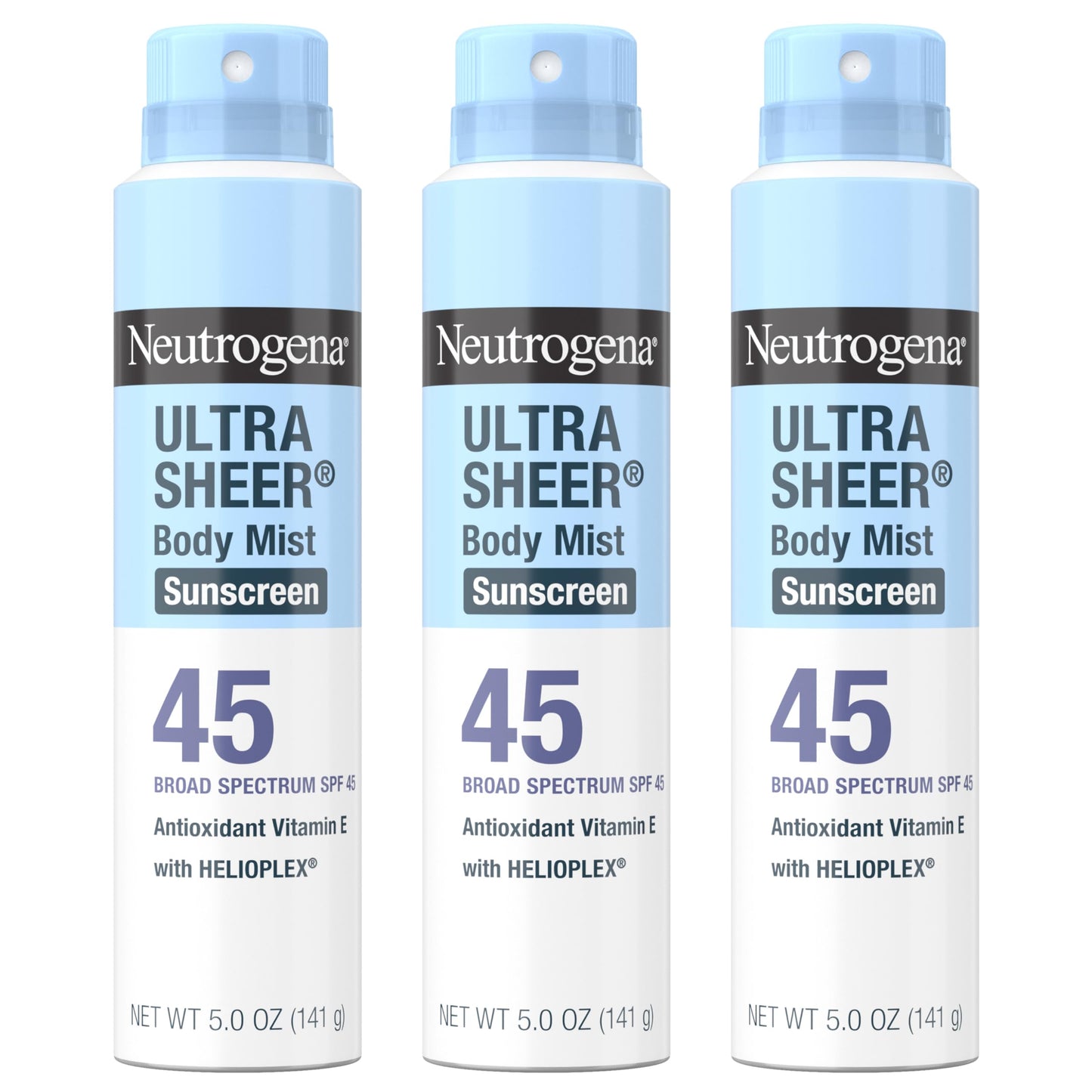 Neutrogena Ultra Sheer Sunscreen Spray SPF 45 Body Mist, Lightweight Non-Greasy Broad Spectrum UVA/UVB Protection, Oil-Free & Non-Comedogenic Water Beauty & Personal Care Neutrogena