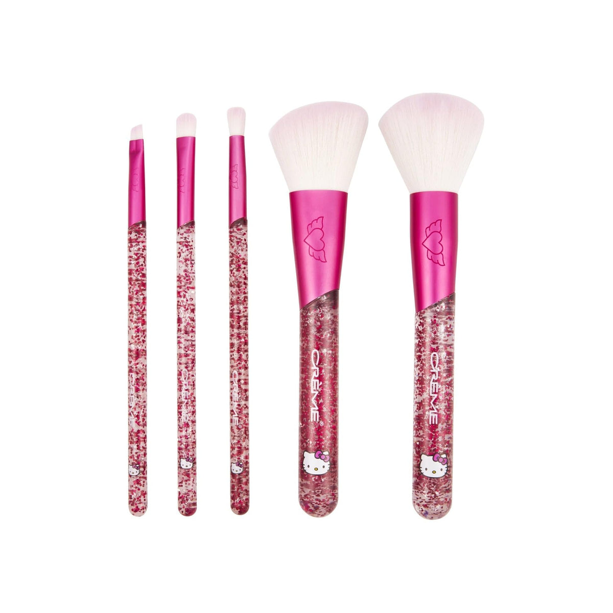 The Creme Shop Hello Kitty Luv Wave Brush Collection - Versatile & Silky-Soft Makeup Brushes - Precise Shader, Blending Brush, Angled Detailer, Blush