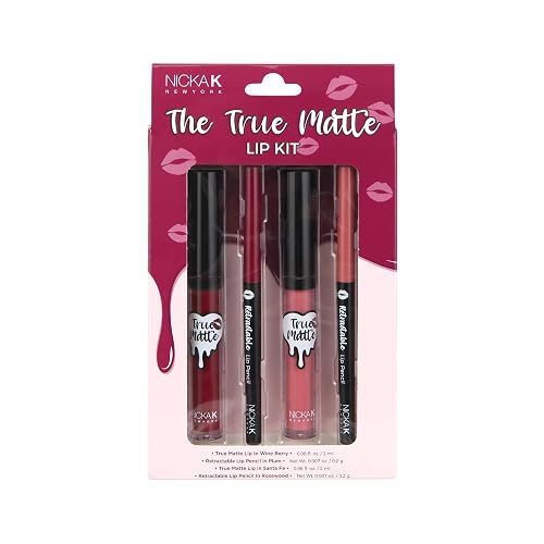 Nicka K The True Matte Lip Kit (Wine Berry/Plum/Santa Fe/Rosewood) Beauty & Personal Care NICKA K NEW YORK