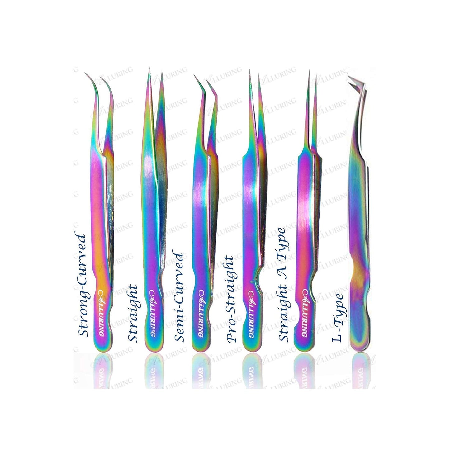 Eyelash Store, Alluring Rainbow Multi-Color Tweezers for Eyelash Extension (set of 6 pcs) Beauty and Personal Care Eyelash Store