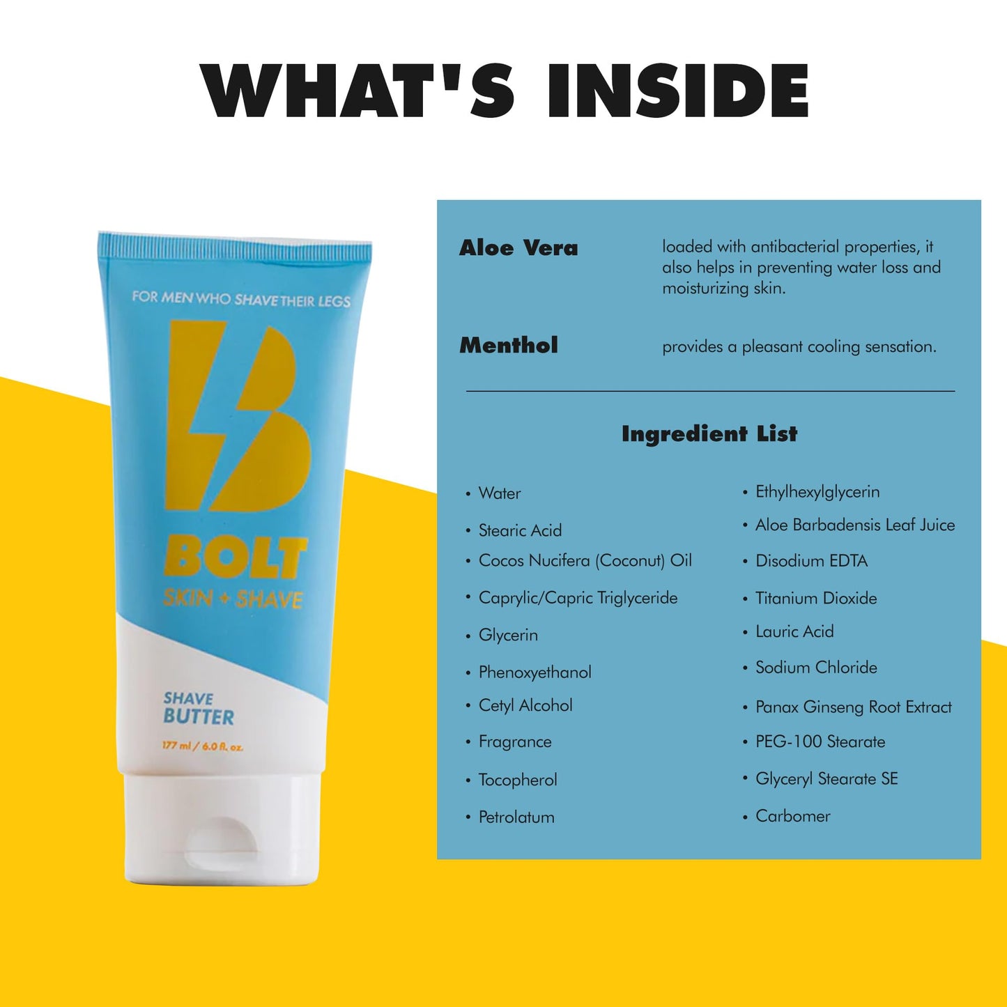 Bolt Skin + Shave - Shave Butter for Men - Ultimate Comfort for Smooth, Gliding Shaves - Reduces Nicks, Cuts and Irritation for a Luxurious Leg Shave Beauty and Personal Care BOLT SKIN + SHAVE