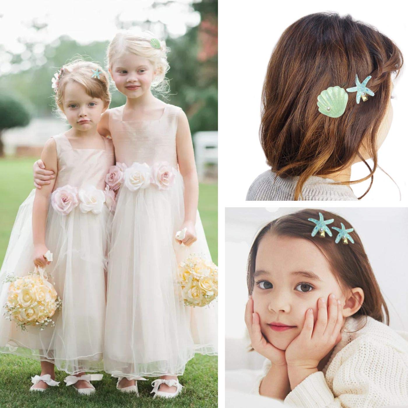 Shell Pearl Starfish Hair Clip Set for Women Girls, Acrylic Resin Alligator Hair Clips, Ladies and Girls Headwear Styling Tools Hair Accessories Beauty & Personal Care Diougens Lee