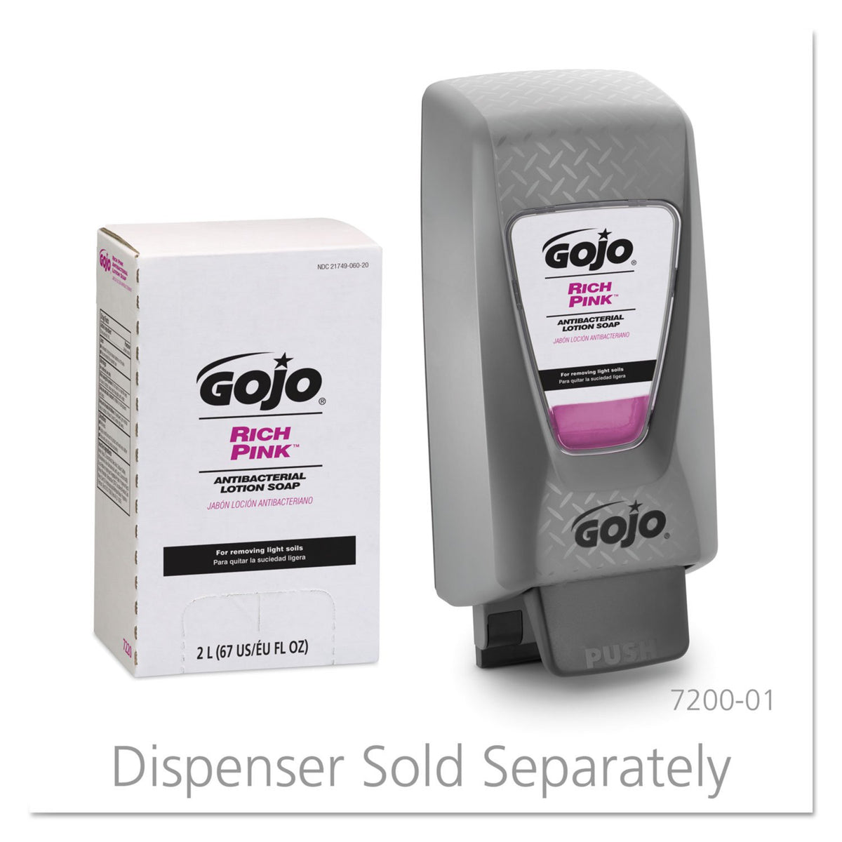 GOJO PRO TDX RICH PINK Antibacterial Lotion Soap Refill, 2000 mL - 7220-04