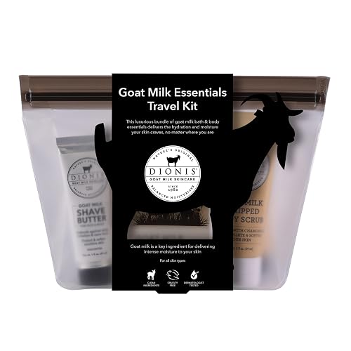 Dionis Goat Milk Vanilla Bean Hand Cream, Body Lotion, Whipped Body Scrub, Shave Butter, Bar Soap 6 oz & Carrying Case 6-Piece Travel Set Beauty & Personal Care Dionis
