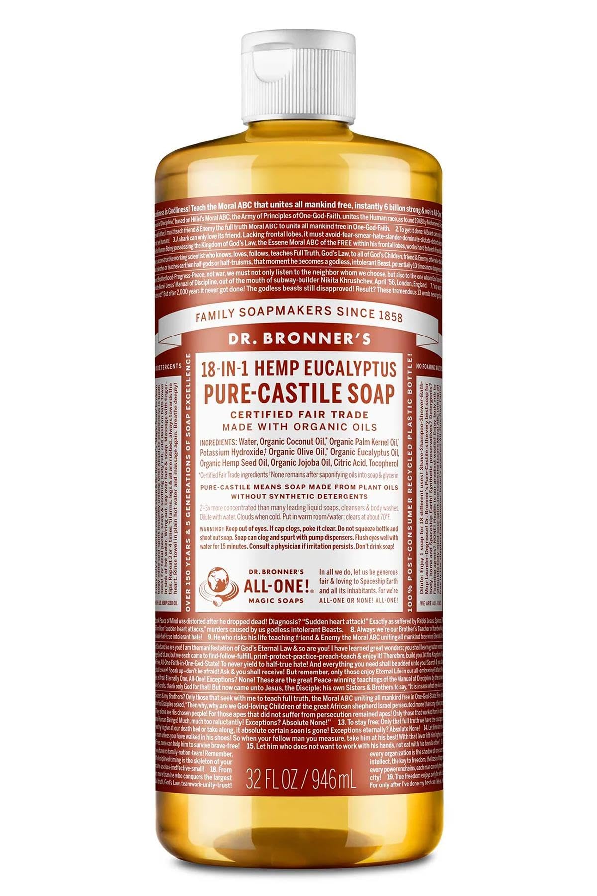 Dr Bronner Soap Liq Eucalypts 32 Ounces (6 pack) Beauty & Personal Care Dr. Bronner's