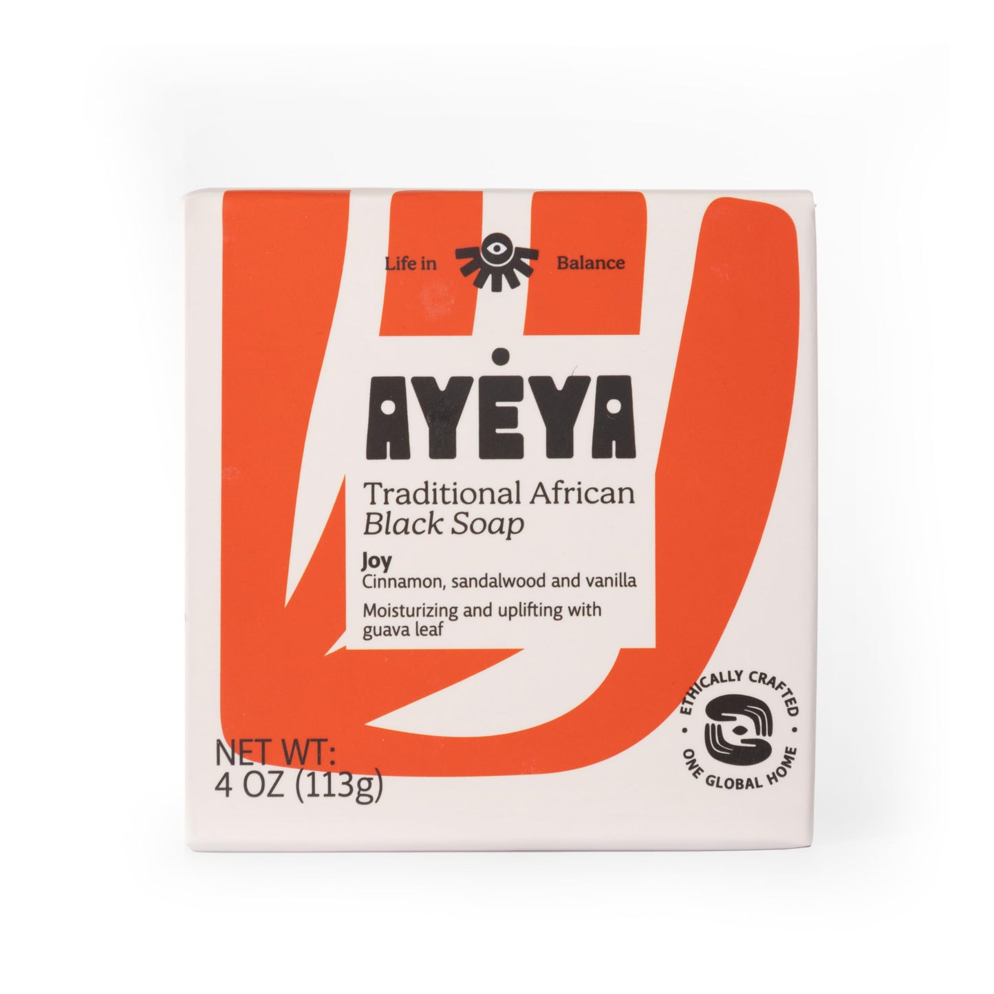 AYÉYA African Black Soap Bar, Cinnamon, Sandalwood & Vanilla (Joy) - Exfoliating Bar Soap for Dry, Combination, Sensitive, Acne-Prone Skin, 4 Oz Beauty & Personal Care Ayeya