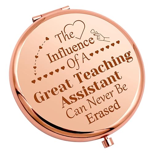 Teaching Assistant Gift for Women Appreciation Compact Makeup Mirror Teacher's Aide Gifts for Coworker Graduation Teacher's Day End of Term Present Beauty & Personal Care Gevody