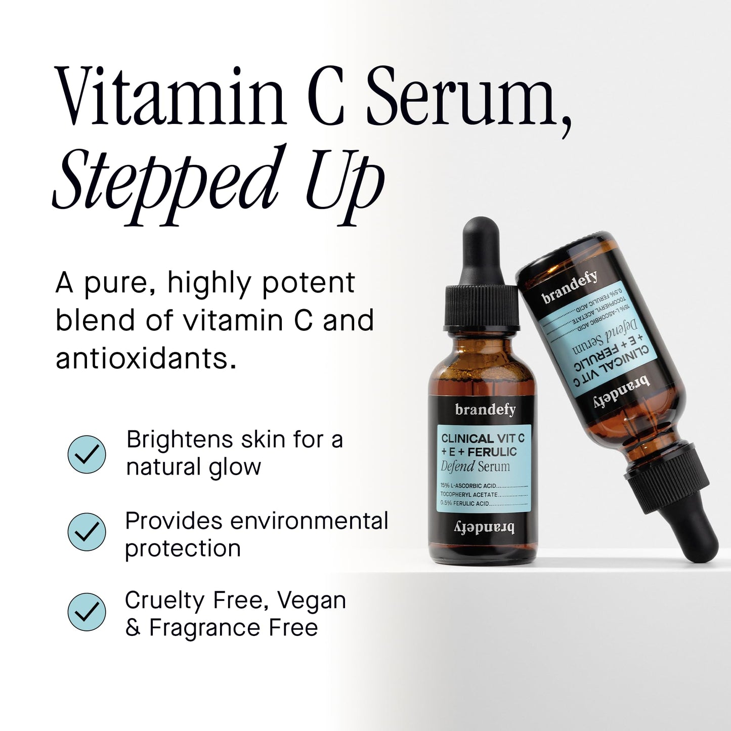Brandefy Vitamin C Face Serum 15% L. Ascorbic Acid, Ferulic Acid .5% + Vitamin E for Self Care and Beauty, Face Dark Spot Corrector and Anti Aging Beauty & Personal Care Brandefy