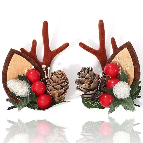 BARTOSI Christmas Reindeer Antlers Hair Clips Deer Antler Hair Clip Xmas Ears Hairpins Holiday Hair Accessories for Women and Girls (Pack of 2) Beauty & Personal Care BARTOSI