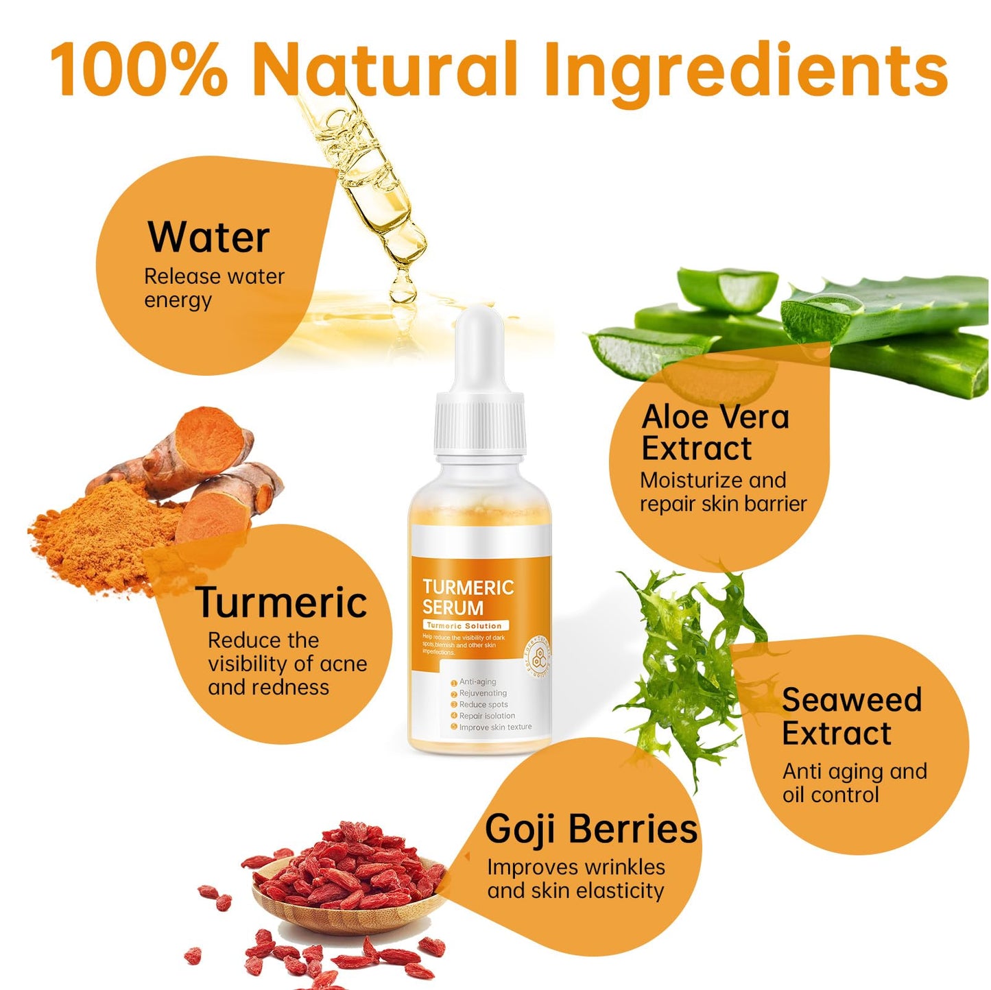 Turmeric Serum for Face, 30 ML/ 1 PCS Anti Aging Turmeric Facial Serum, Turmeric Oil, Moisturizes & Firms Skin, Reduces Wrinkles & Fine Lines, Skin Beauty & Personal Care mopayzer