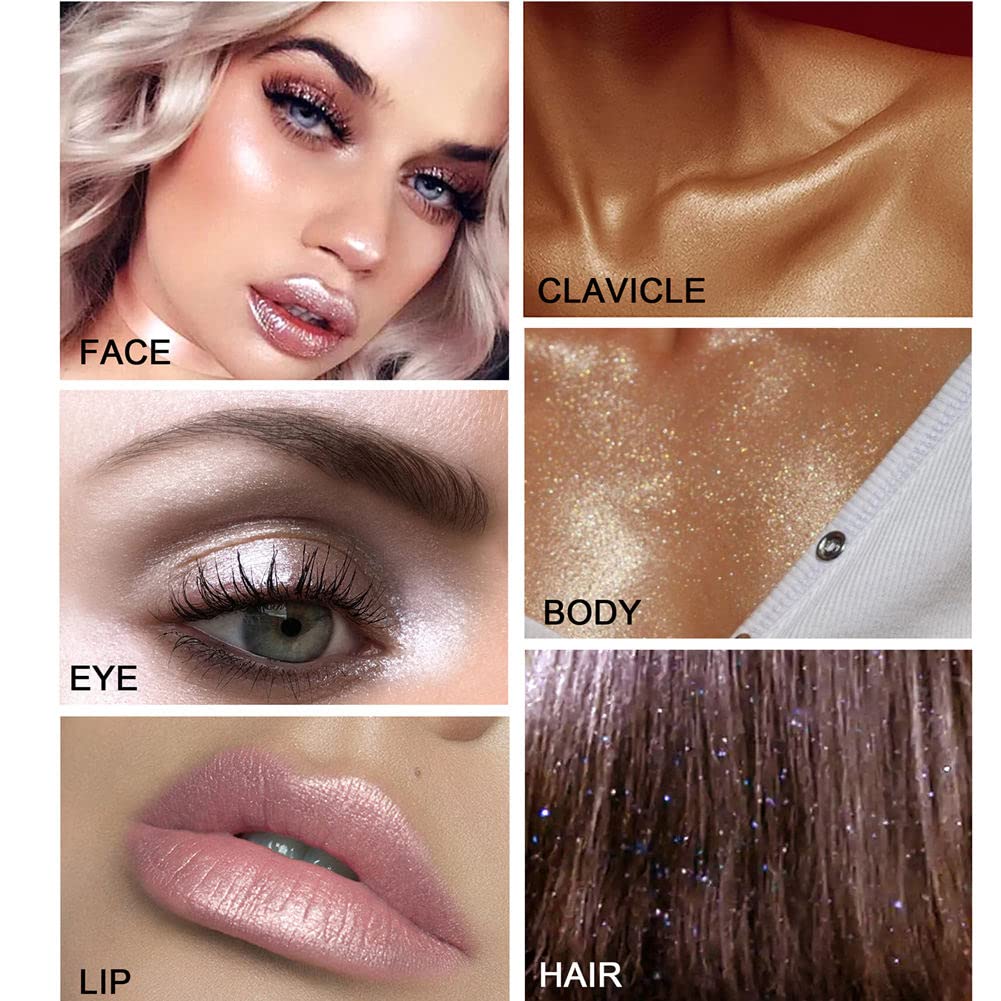Highlighter Powder Spray, Glitter Spray Nude Pink Glitter Body Face Hair High Gloss Spray Shimmer Sparkle Powder Body Glitter Spray, for Women Hair Beauty & Personal Care BSMKCL