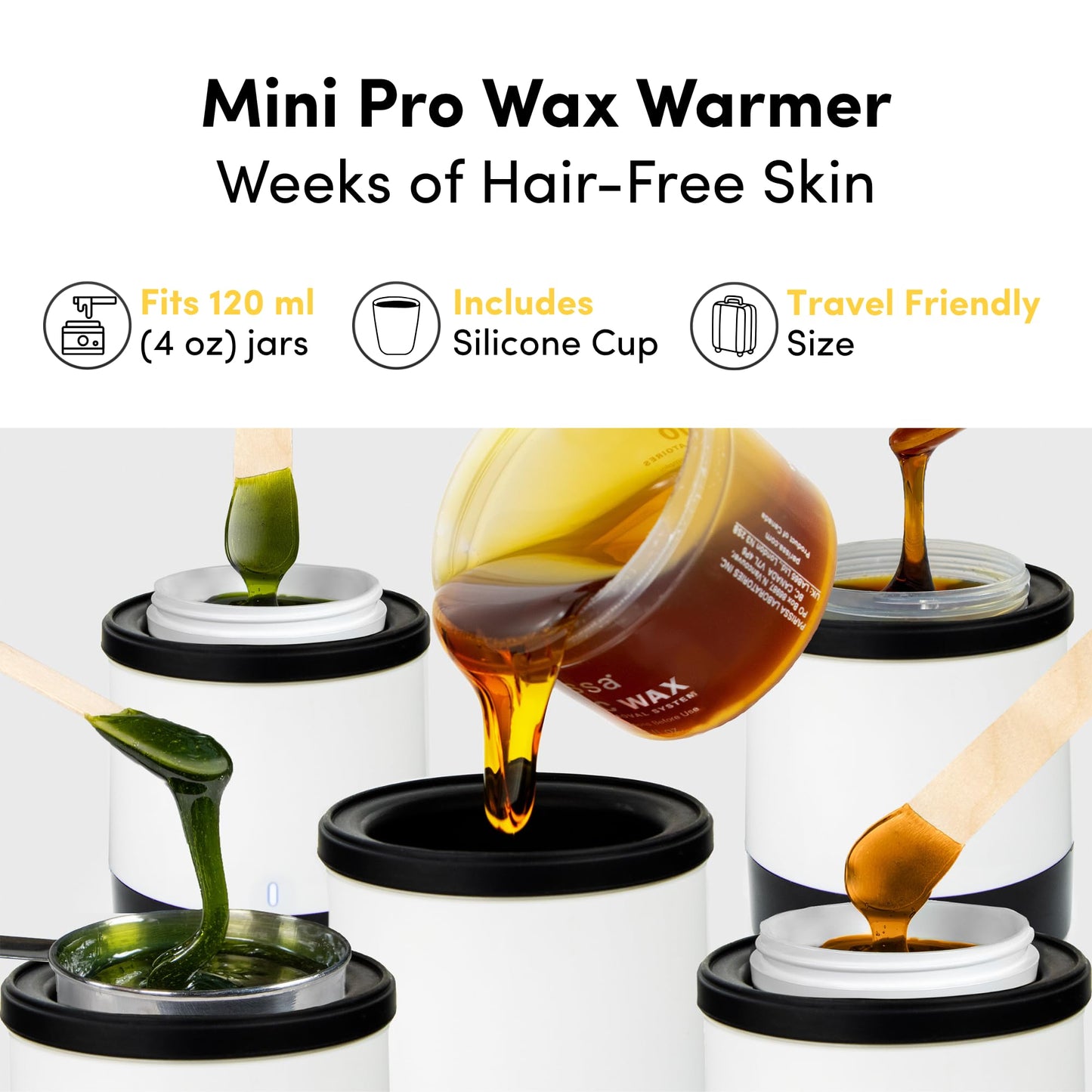Parissa Mini Electric Hair Removal Wax Warmer for At-Home Waxing with Silicone Cup for All Hair Removal Waxes, Face, Bikini, Leg, and Body, Simple Beauty and Personal Care Parissa