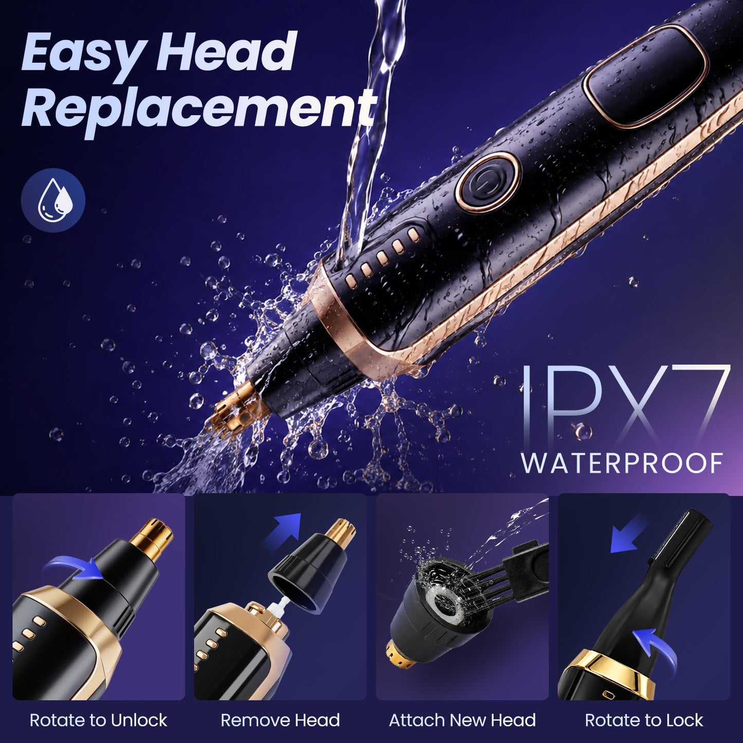 Mendaping LED Display Ear and Nose Hair Trimmer Clipper for Women Men,2026 Rechargeable 2 in 1 Painless Eyebrow & Facial Hair Trimmer with Powerful Beauty and Personal Care Mendaping