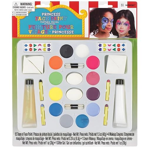 Multicolor Princess Face & Body Paint Kit (14" x 12") - 1 Count - Non-Toxic & Kid-Safe - Perfect For Parties, Dress-Up & Creative Play Beauty & Personal Care Amscan