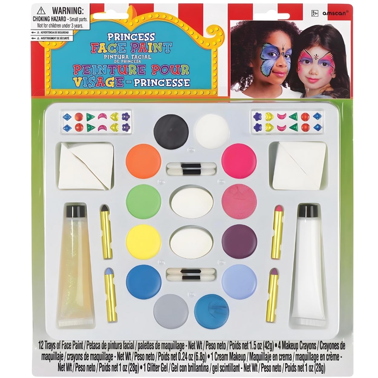 Multicolor Princess Face & Body Paint Kit (14" x 12") - 1 Count - Non-Toxic & Kid-Safe - Perfect For Parties, Dress-Up & Creative Play Beauty & Personal Care Amscan