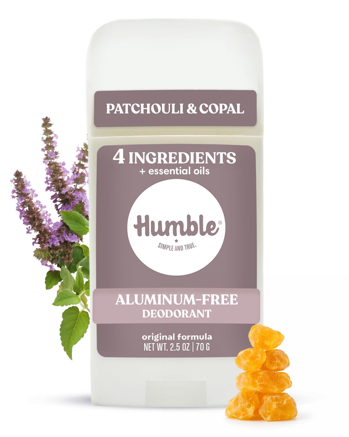 Humble Aluminum-Free Deodorant for Women & Men, Patchouli & Copal - Clean & Fresh Natural Deodorant Stick with Essential Oils for Long-Lasting Odor Beauty and Personal Care HUMBLE SIMPLE AND TRUE.