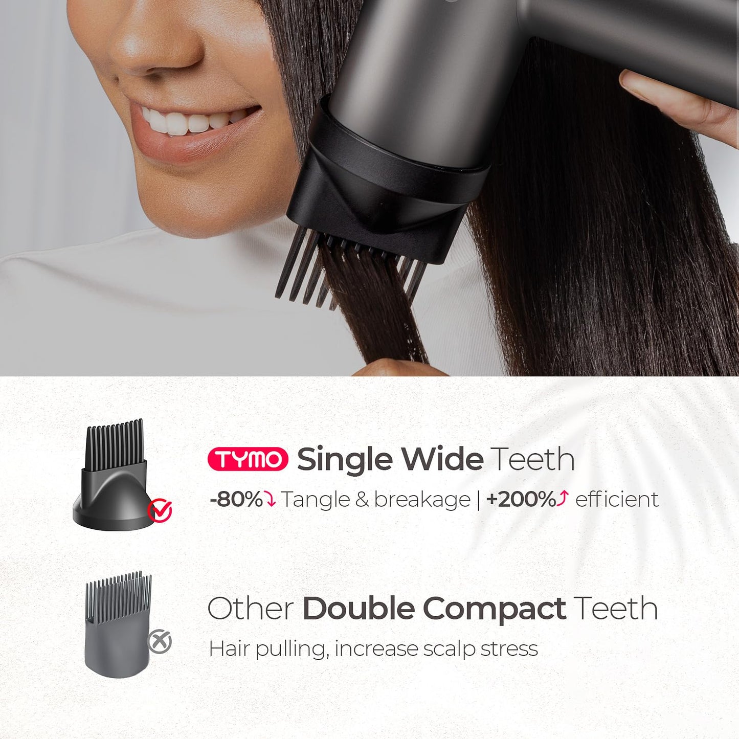TYMO Hair Comb Attachment – Magnetic Nozzle for AIRHYPE Lite Dryer, Detangling & Lengthening Textured Hair, Quick & Efficient Styling Beauty & Personal Care TYMO