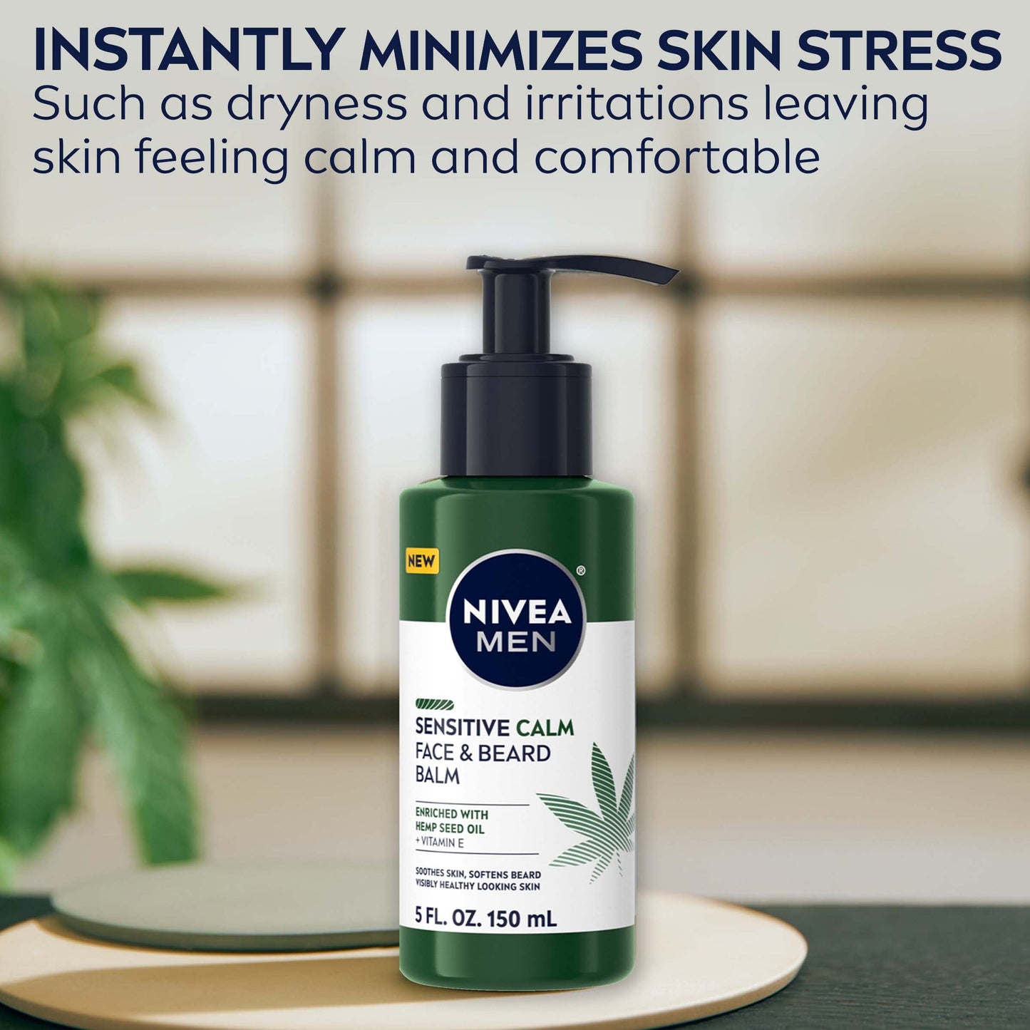 NIVEA Men Sensitive Calm Face and Beard Balm, Men's Beard Balm for Sensitive Skin, 5 fl oz pump bottle Beauty and Personal Care NIVEA MEN