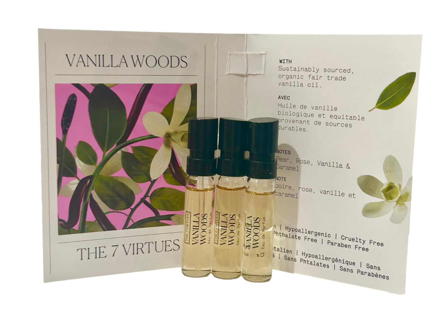 The 7 virtues VANILLA WOODS Sample Perfume Women Pour Femme EDP Spray 1.7 ml oz - set of 3 (0492) Beauty & Personal Care The 7 virtues