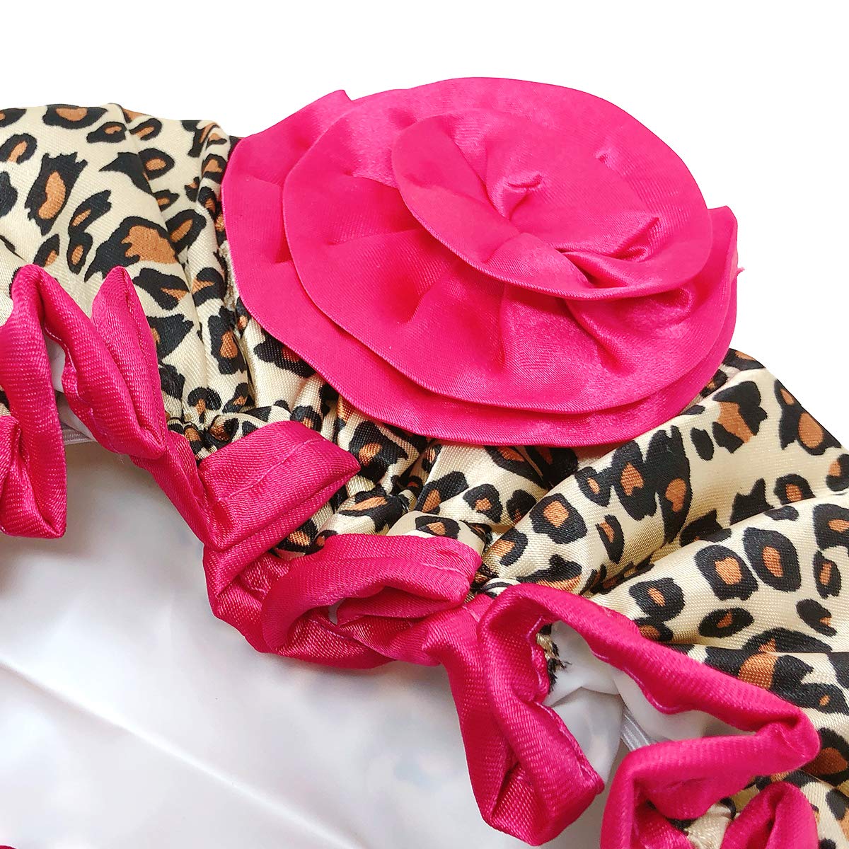 allydrew Stylish Satin Shower Cap - Brown Leopard & Pink Rose Beauty and Personal Care allydrew