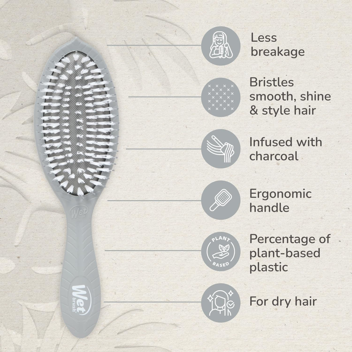 Wet Brush Go Green Charcoal Infused Detangling Hair Brush - Pain-Free Ultra-Soft Detangler Bristles Glide Through Tangles with Ease - Protects Against