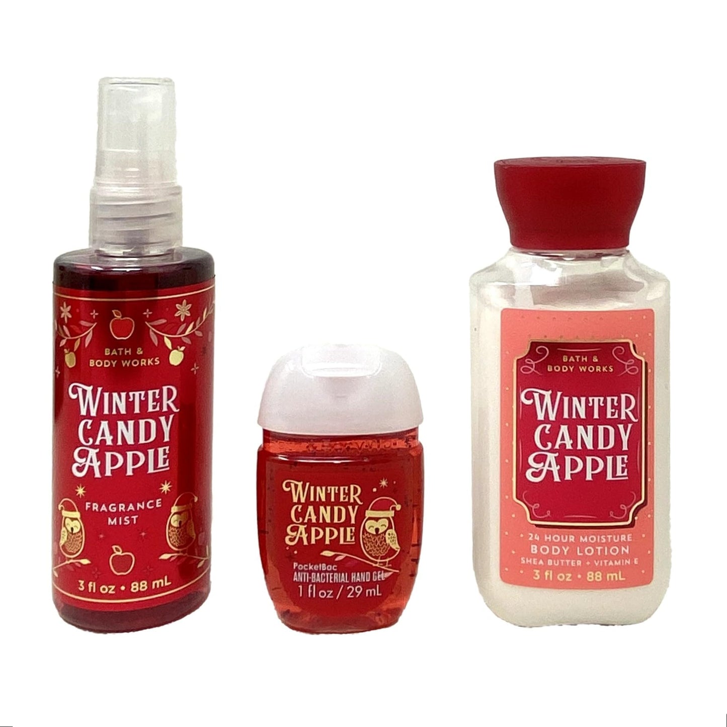 Bath & Body Works Be Merry Winter Candy Apple Mini 3 Piece Gift Bag Set with a Himalayan Salts Springs Sample Soap - Beauty and Personal Care Bath & Body Works