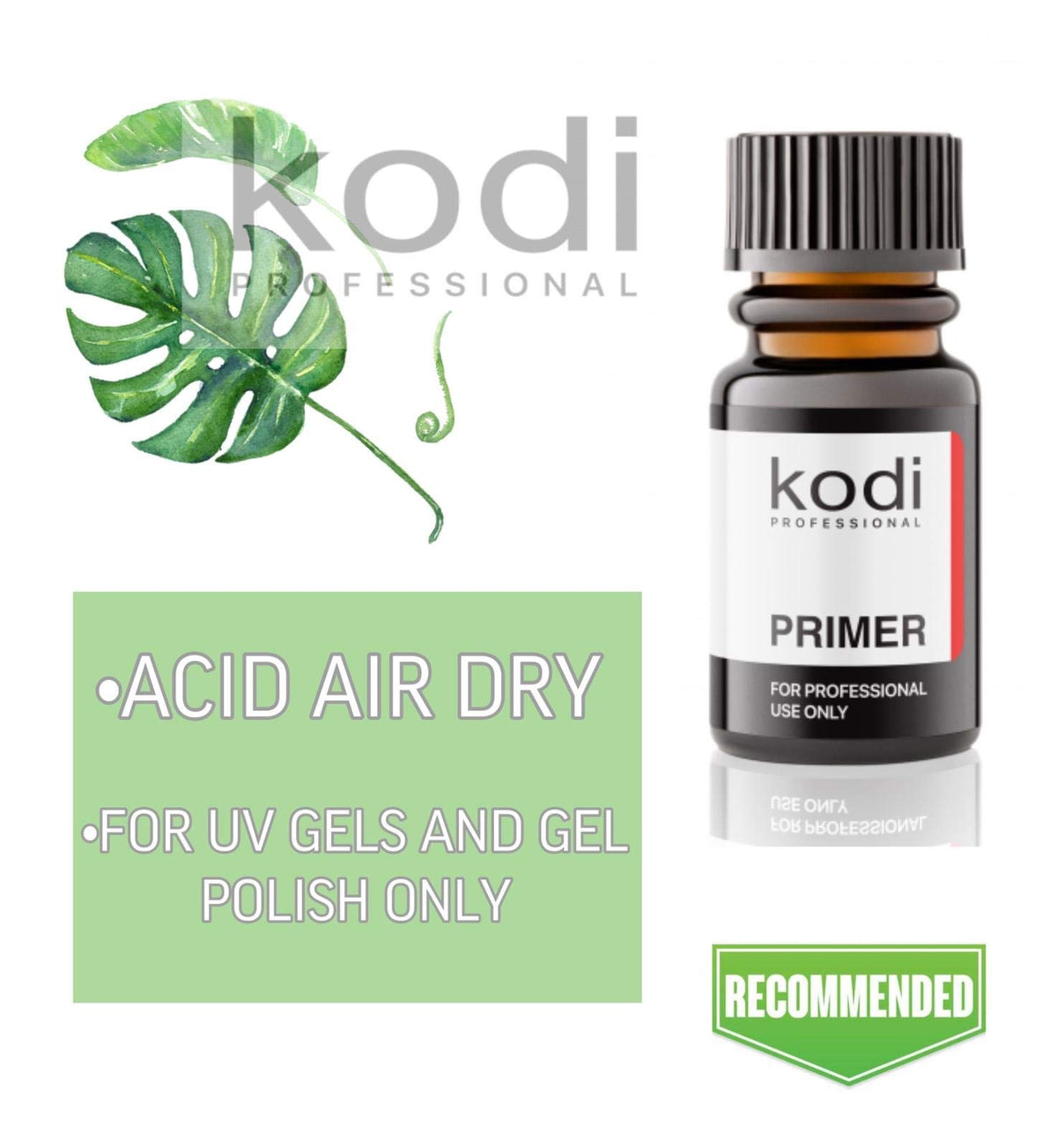 Kodi Professional Acid Nail Primer and Dehydrator | 10ml (0.33 oz) | Plate Degreaser Gel | for Acrylic Nails and Gel | Professional Prep