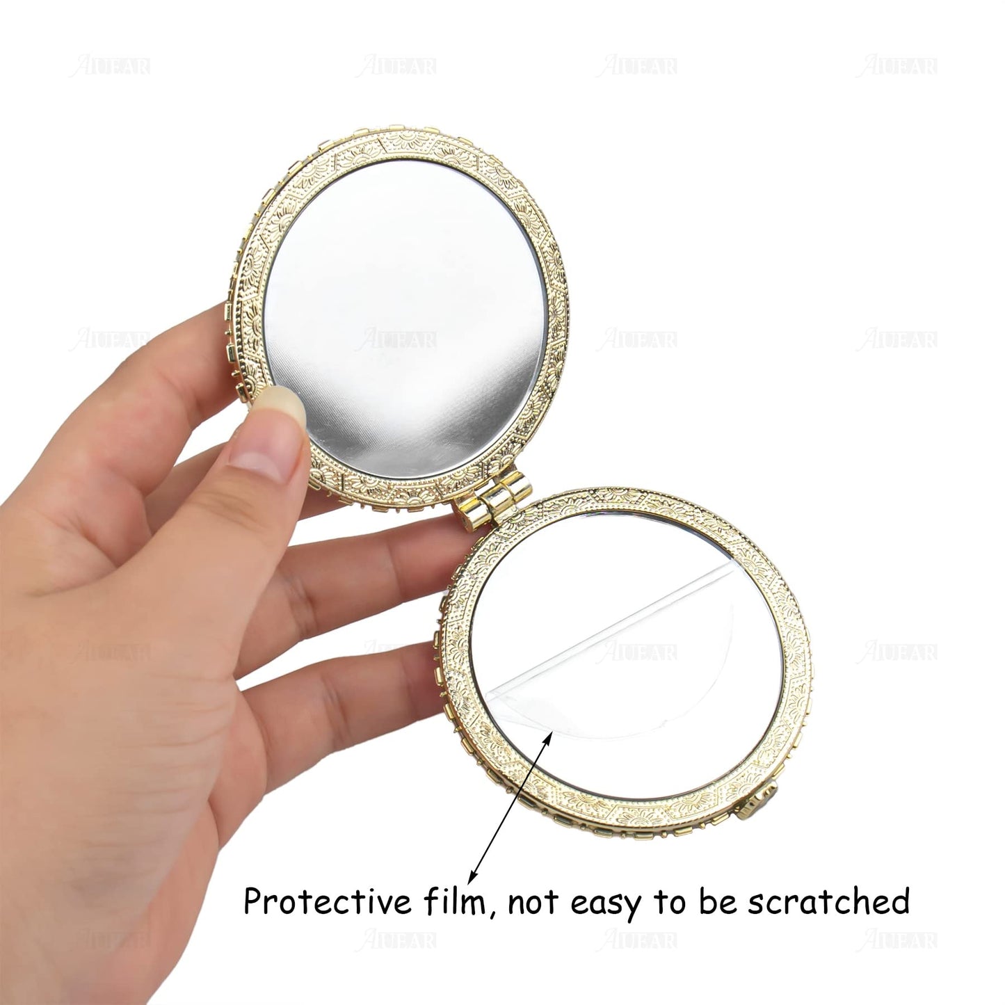 AUEAR, 4 Pack Retro Floral Makeup Compact Small Pocket Purse Mirrors Beauty Handheld Folding Portable Travel for Women Lady Beauty & Personal Care AUEAR
