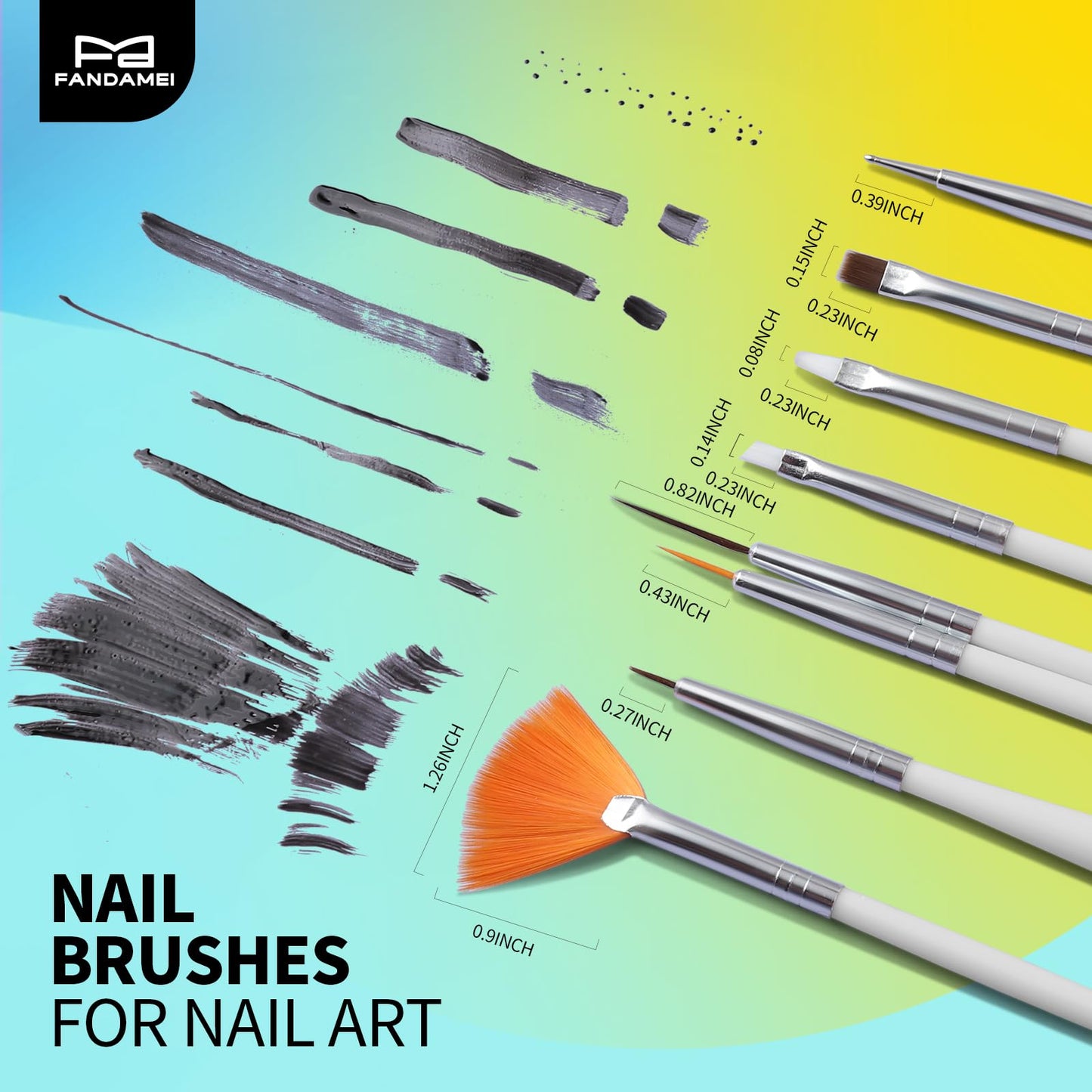FANDAMEI Nail Art Tools, Nail Brush, 15 PCS Nail Art Brushes, 5 PCS Nail Dotting Tool, Nail Stand, Nail Holder For Painting Nails, Nail Tools, Nail Beauty and Personal Care Fandamei