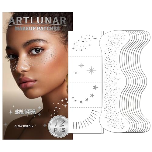 Artlunar 12Pcs Face Glitter Makeup Patches, Glitter Makeup Accessories for Women & Girls, Perfect for Music Festivals, Easter, Concerts, Parties Beauty & Personal Care Artlunar