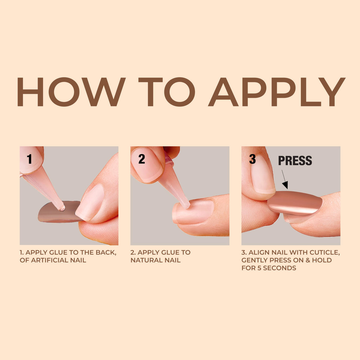 KISS Bare but Better, Press On Nails, Nail glue included, 'Nude Nude', Color, Medium Size, Coffin Shape, Includes 28 Nails, 2g glue, 1 Manicure Stick
