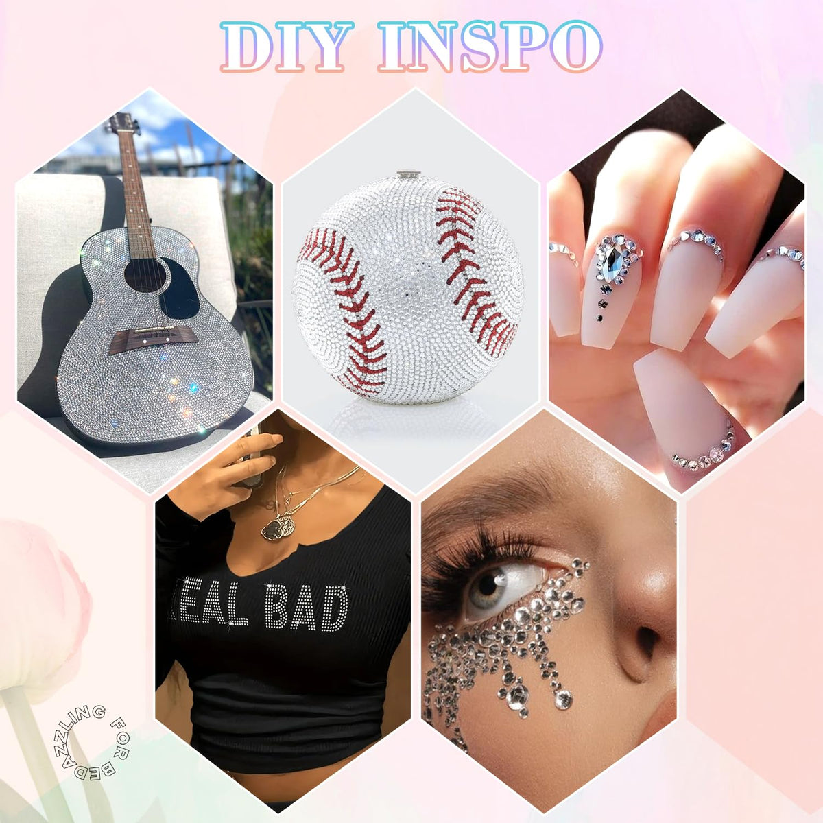 BELLEBOOST 36000Pcs Clear Silver Rhinestones Bedazzling Kit