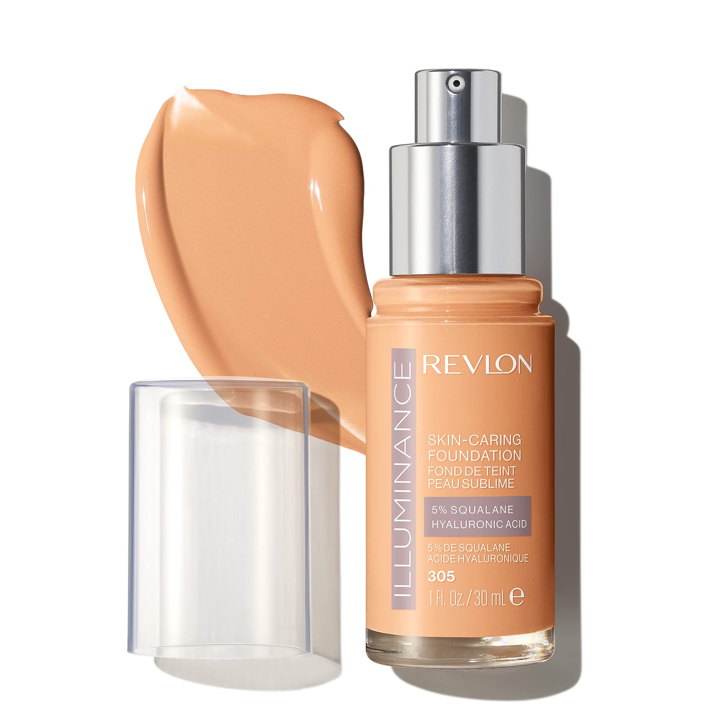 Revlon Illuminance Skin-Caring Liquid Foundation, Hyaluronic Acid, Hydrating and Nourishing Formula with Medium Coverage, 305 Medium Sand, 1 fl oz Beauty & Personal Care REVLON